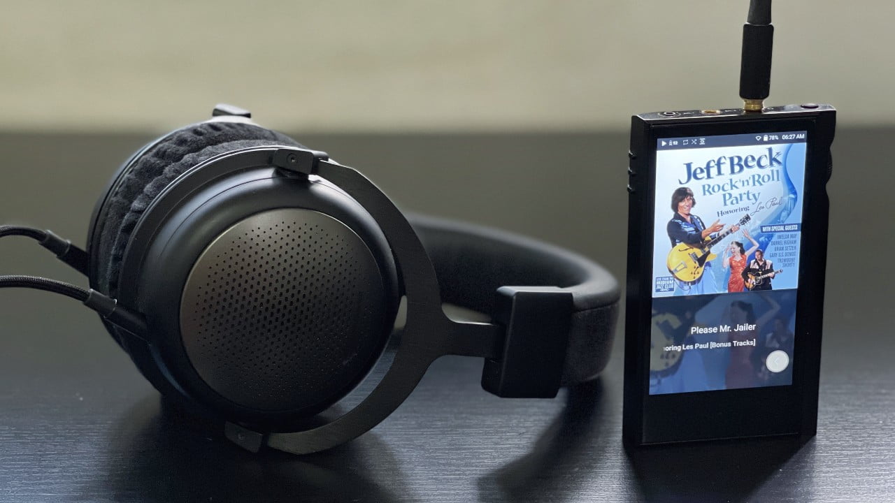 The Beyerdynamic T1 is much more compatible with portables, but you wouldn’t bring this out, would you?