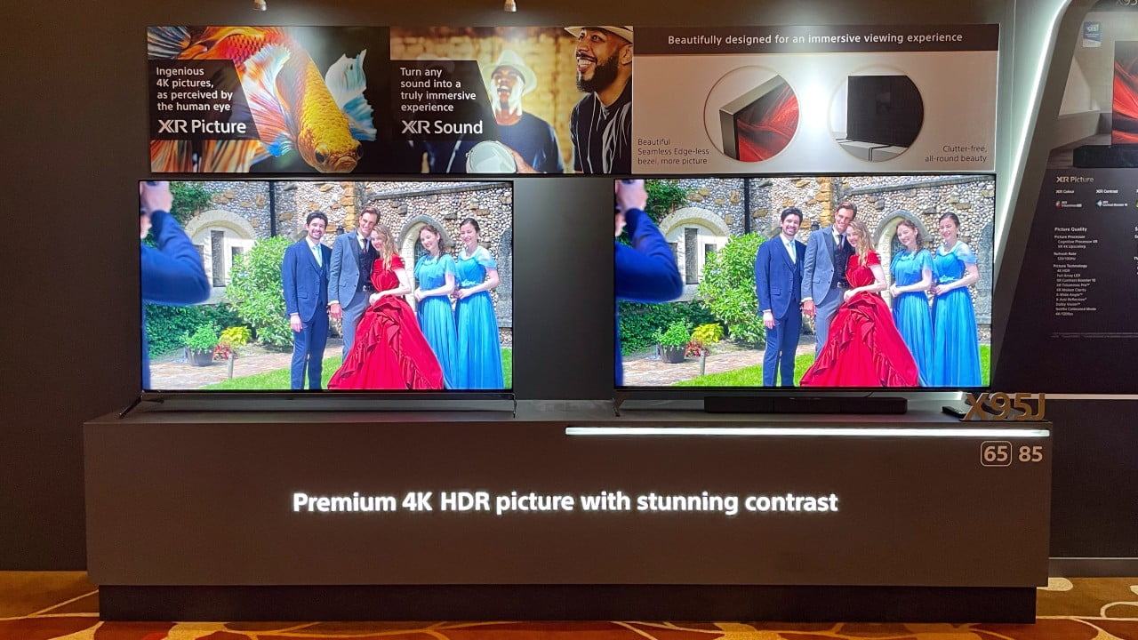 Even from a distance, the newer Sony BRAVIA XR X95J on the right displays more vibrance.
