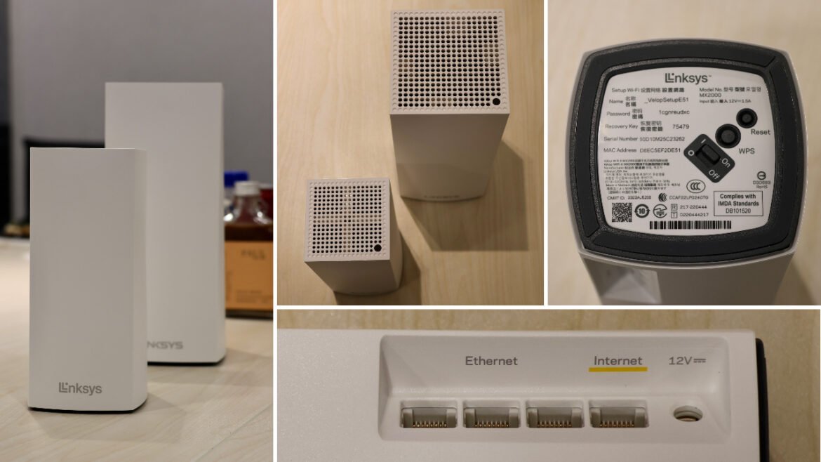 collage of various views of the linksys atlas 6 mesh router