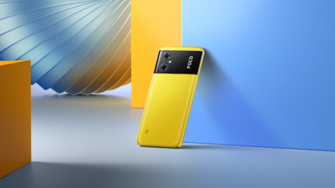 lifestyle render of poco m4 5g in yellow