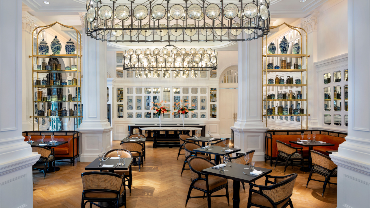 Tiffin Room restaurant interior at Raffles Hotel Singapore
