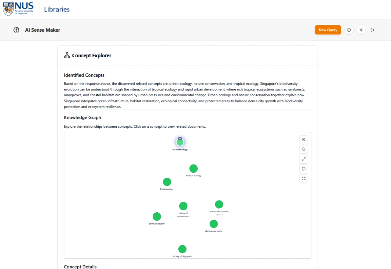 Concept Explorer uses a Knowledge Graph to help users understand the relationships between central ideas.
