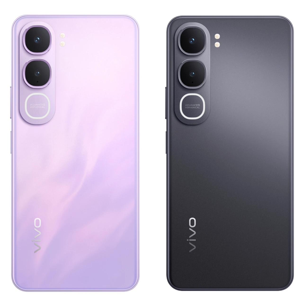 Rear view of the vivo Y31s 5G in purple and black, showing the dual-camera module.